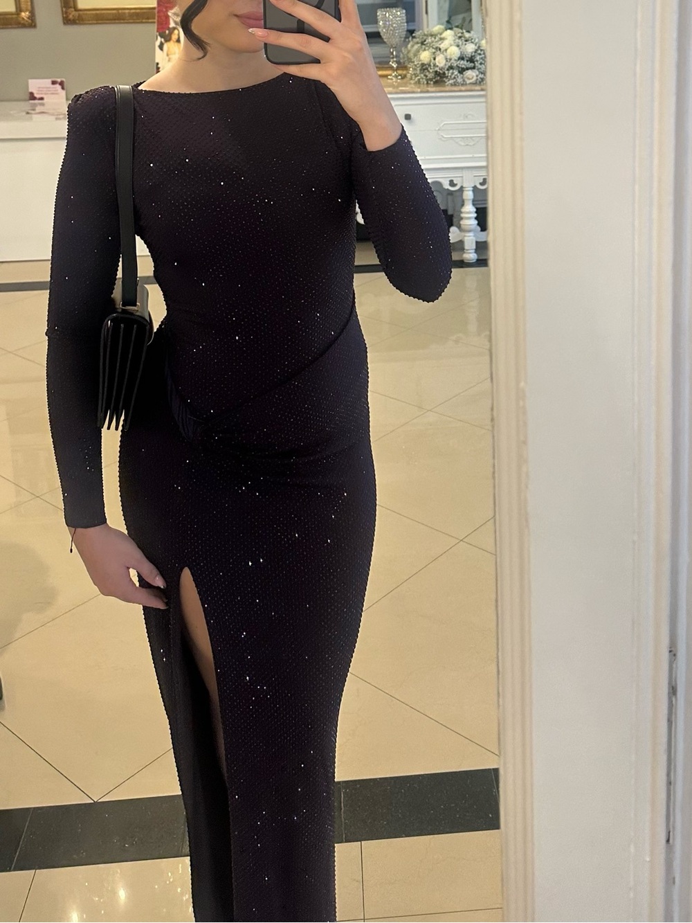 Meshki Purple Bedazzled Gown